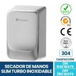 seca manos slim turbo, secamanos industriales, secador de manos