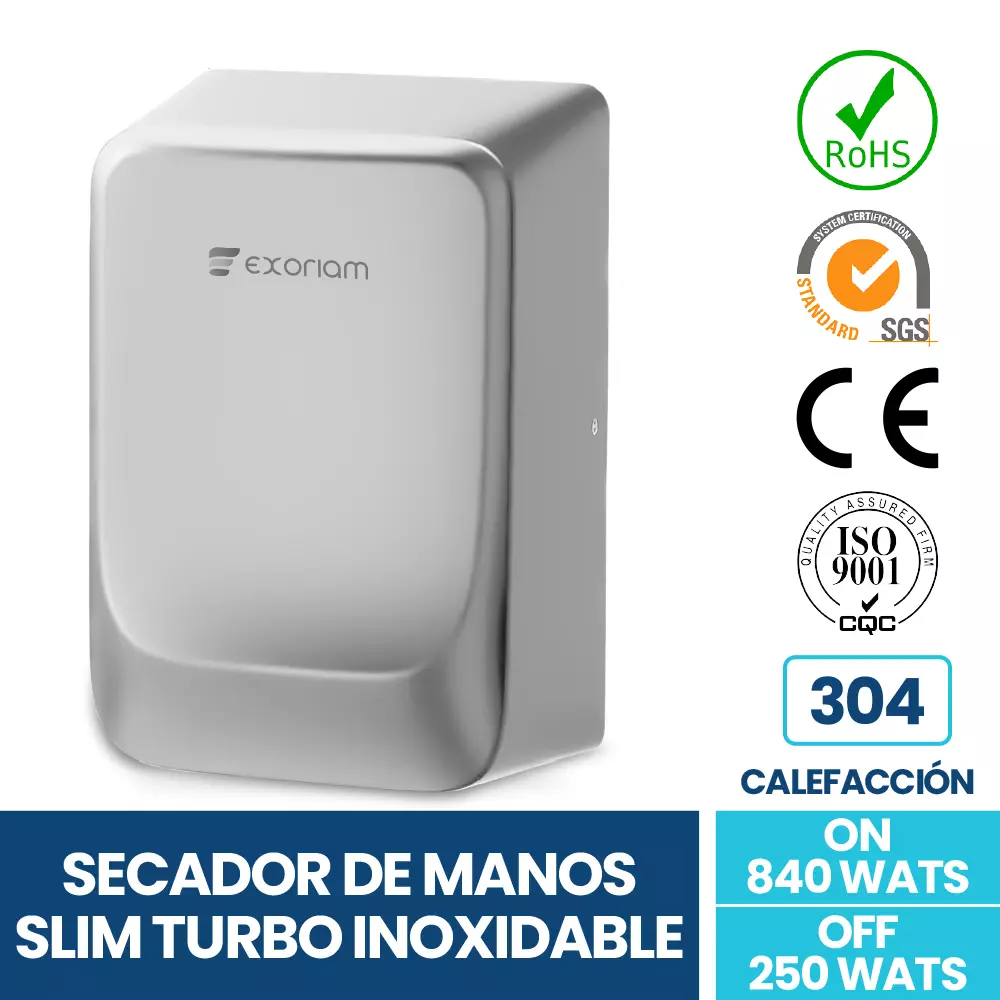 seca manos slim turbo, secamanos industriales, secador de manos