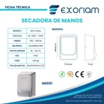 seca manos slim turbo, secamanos industriales, secador de manos