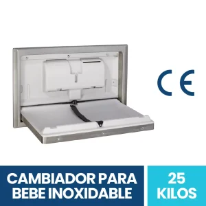 cambiador para bebé empotrable de acero inoxidable